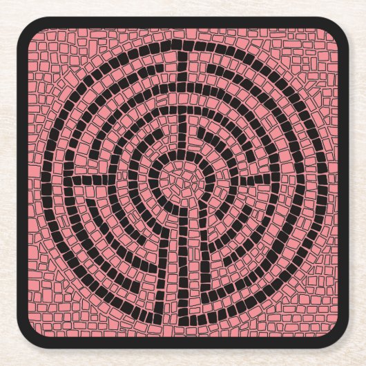 LABYRINTH XVI Vierkante Papier Onderzetters / Zwar (Voorkant)