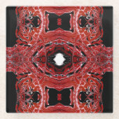 Labyrinthine Abstract Red Black White Fluid Art Glazen Onderzetter (Voorkant)