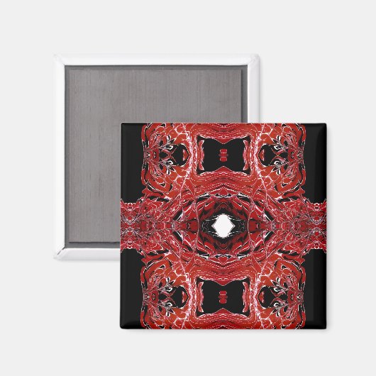 Labyrinthine Abstract Red Black White Fluid Art Magneet (Voorkant / Achterkant)