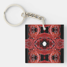 Labyrinthine Abstract Red Black White Fluid Art Sleutelhanger