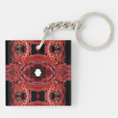 Labyrinthine Abstract Red Black White Fluid Art Sleutelhanger (Achterkant)