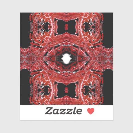 Labyrinthine Abstract Red Black White Fluid Art Sticker (Vel)