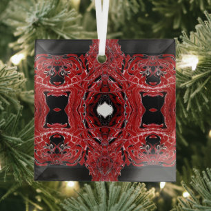Labyrintische rode abstracte acryl vloeistof kunst glas ornament