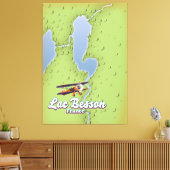 Lac Besson France kaart reisposter Canvas Afdruk (Insitu (Woonkamer))