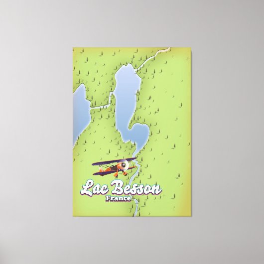 Lac Besson France kaart reisposter Canvas Afdruk (Voorkant)