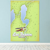 Lac Besson France kaart reisposter Canvas Afdruk (Insitu (Houten vloer))