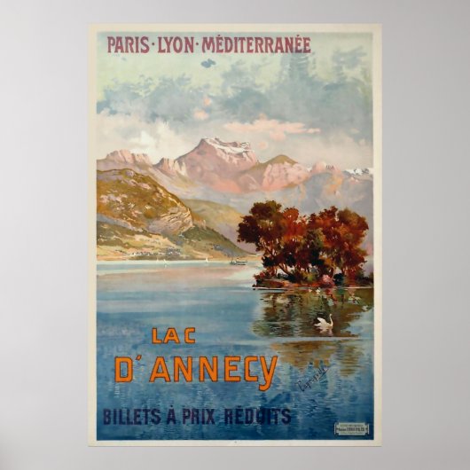 Lac d'Annecy/Annecy, Savoy, Frankrijk/Vintage Trav Poster (Voorkant)