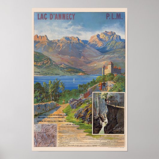 Lac d'Annecy PLM France Vintage Poster 1890 (Voorkant)