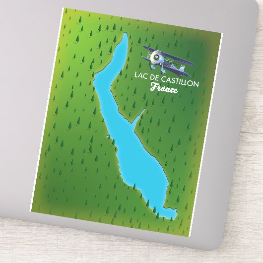 Lac de Castillon Frankrijk kaart Sticker (Detail)
