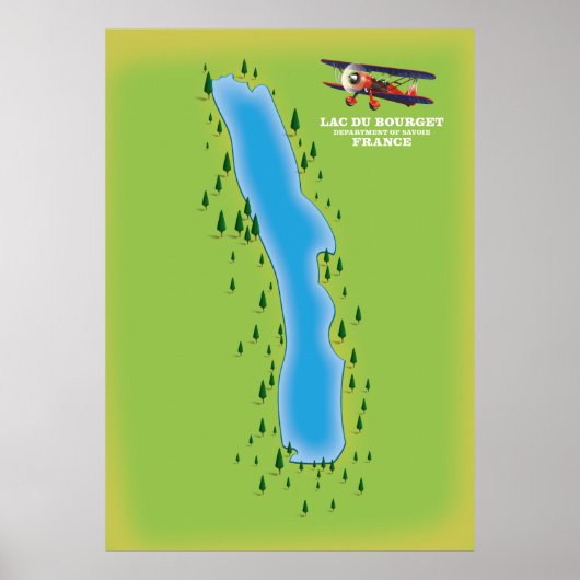 Lac du Bourget, frankrijk, kaart. Poster (Voorkant)