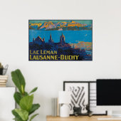 Lac Leman Lausanne Ouchy, Suisse Vintage Travel Poster (Thuiskantoor)