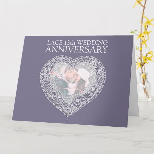 Lace 13th bruiloft te groot kaart (Gele Bloem)