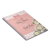 Lace Afbeelding Rozen Peach Bow Baby shower Guest  Notitieboek (Rechterzijde)