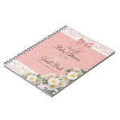 Lace Afbeelding Rozen Peach Bow Baby shower Guest  Notitieboek (Linkerzijde)