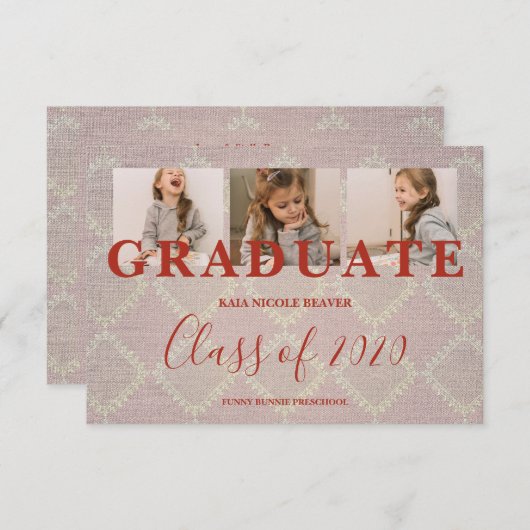 Lace Afstuderen 3 Foto's Textieltextiel (Voorkant / Achterkant)