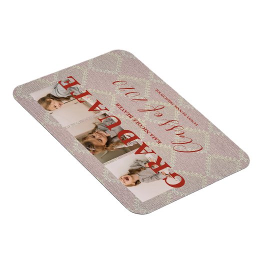 Lace Afstuderen 3 Foto's Textieltextiel Magneet (Rechterzijde)