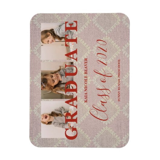 Lace Afstuderen 3 Foto's Textieltextiel Magneet (Verticaal)