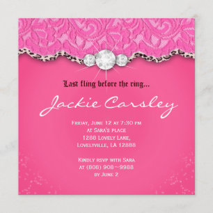Lace Bachelorette Birthday Party Pink Leopard Kaart