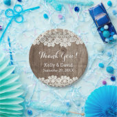 Lace Barn Wood Rustic Wedding Dank je Papieren Bordje (Feest)