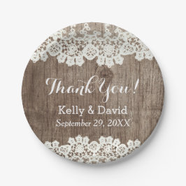  Lace Barn Wood Rustic Wedding Dank je Papieren Bordje