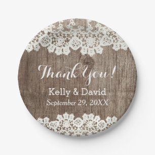  Lace Barn Wood Rustic Wedding Dank je Papieren Bordje