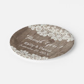Lace Barn Wood Rustic Wedding Dank je Papieren Bordje (Gekanteld)