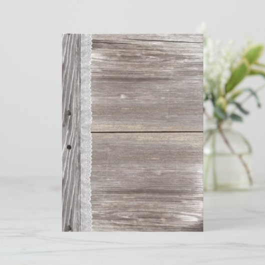 Lace Barn Wood Wedding Invitation Kaart (Staand voorkant)