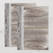 Lace Barn Wood Wedding Invitation Kaart (Voorkant / Achterkant)