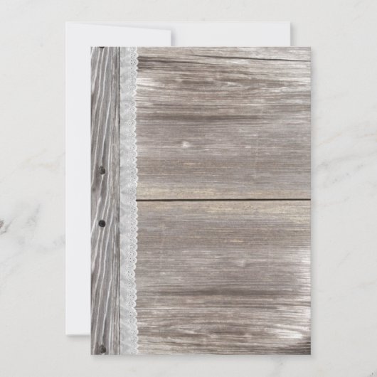 Lace Barnwood Wedding Invitation Kaart (Voorkant)