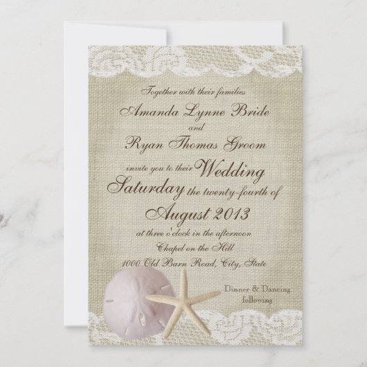 Lace Beach bruiloft Kaart (Voorkant)