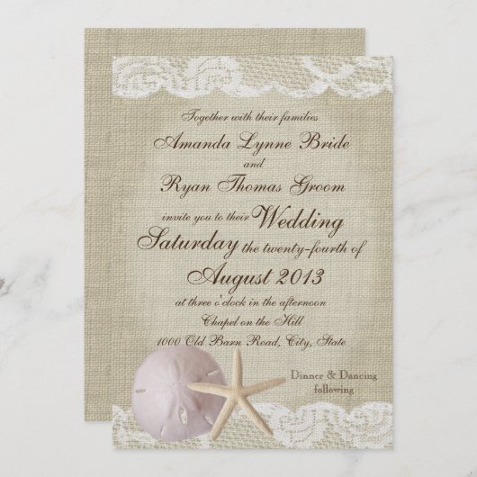  Lace Beach bruiloft Kaart (Voorkant / Achterkant)