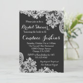 Lace Black en White Bridal Shower-uitnodiging Kaart (Staand voorkant)