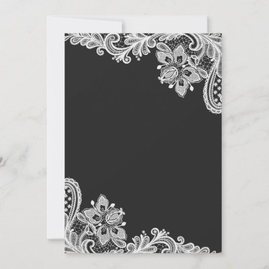 Lace Black en White Bridal Shower-uitnodiging Kaart (Achterkant)