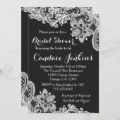 Lace Black en White Bridal Shower-uitnodiging Kaart (Voorkant / Achterkant)