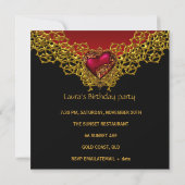 Lace Black Gold Deep Red Heart Jewel Kaart (Achterkant)
