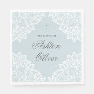 Lace Blue Christening Baptisme Servet