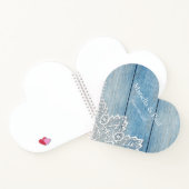  Lace Blue Wood Heart Shaped Wedding Notitieboek (Binnen)