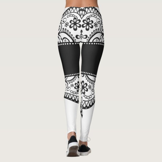lace booty black white lacy leggings (Achterkant)