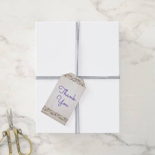 Lace Border Bedankt Cadeaulabel (Met Touw)