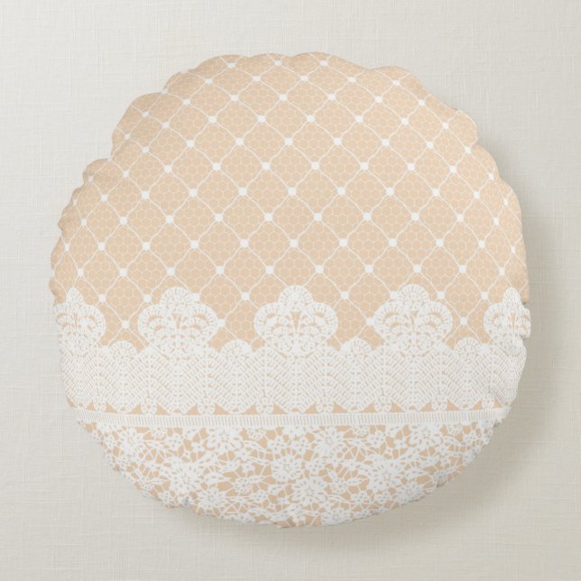 Lace Border Rond Kussen (Voorkant)