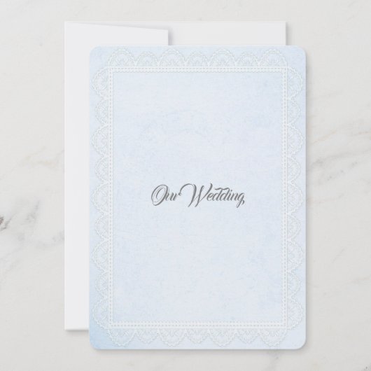 Lace Border White Wedding Invitation Kaart (Achterkant)