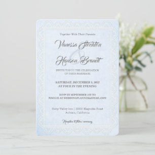 Lace Border White Wedding Invitation Kaart