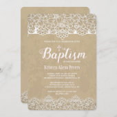 Lace Borders Baptisme Invitation Kaart (Voorkant / Achterkant)