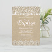 Lace Borders Baptisme Invitation Kaart (Staand voorkant)