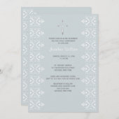 Lace Borders Blue Religious Invitation Kaart (Voorkant / Achterkant)