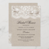 Lace Bow & Burlap  Vrijgezellenfeest Kaart (Voorkant / Achterkant)