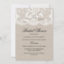 Lace Bow & Burlap  Vrijgezellenfeest uitnodigen Kaart