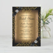 Lace & Bow Gold Bridal Shower Kaart (Staand voorkant)