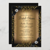 Lace & Bow Gold Bridal Shower Kaart (Voorkant / Achterkant)