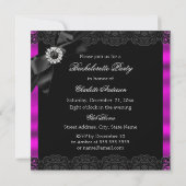 Lace & Bow Pink Black Bachelorette Party nodigt ui Kaart (Achterkant)
